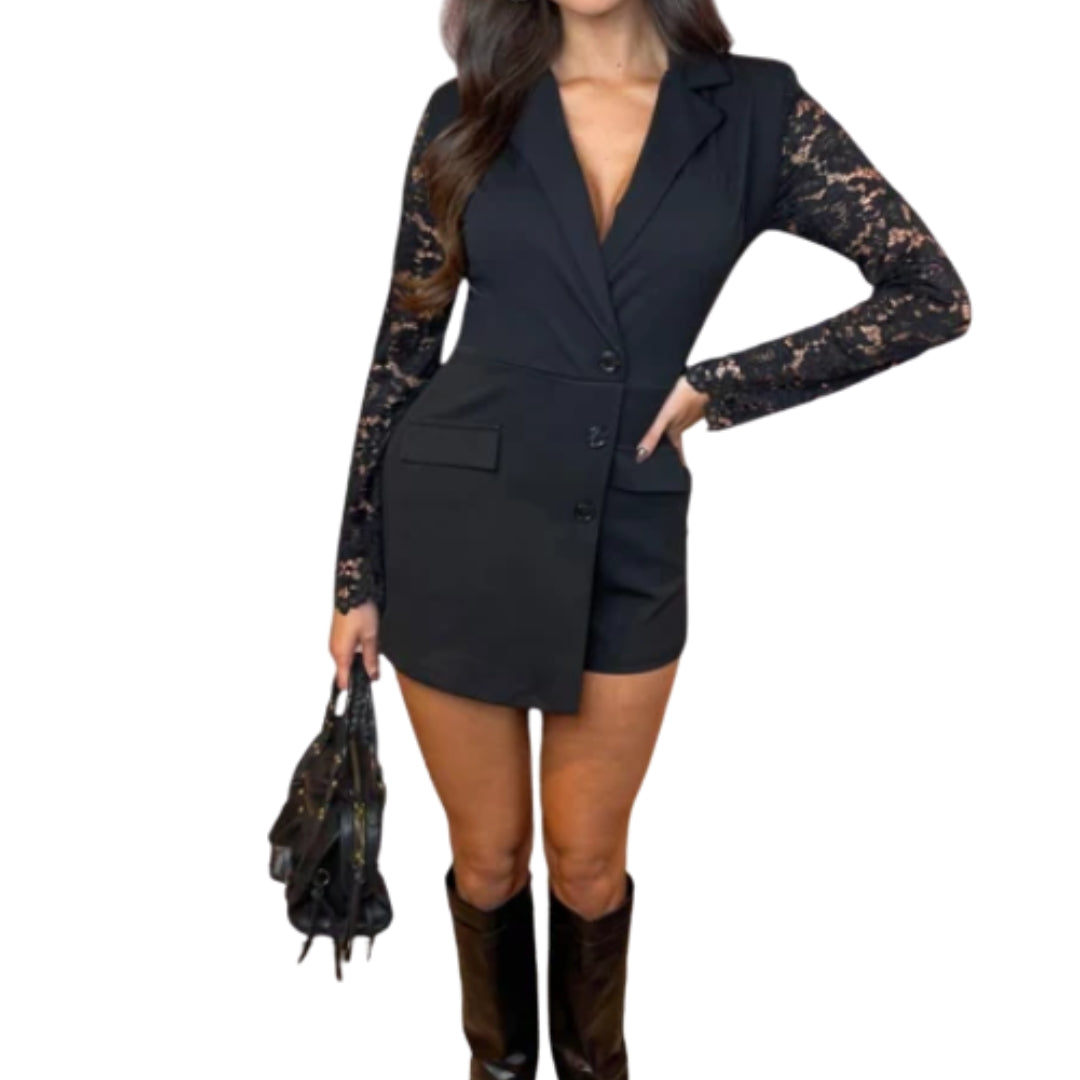 Abito con maniche in pizzo