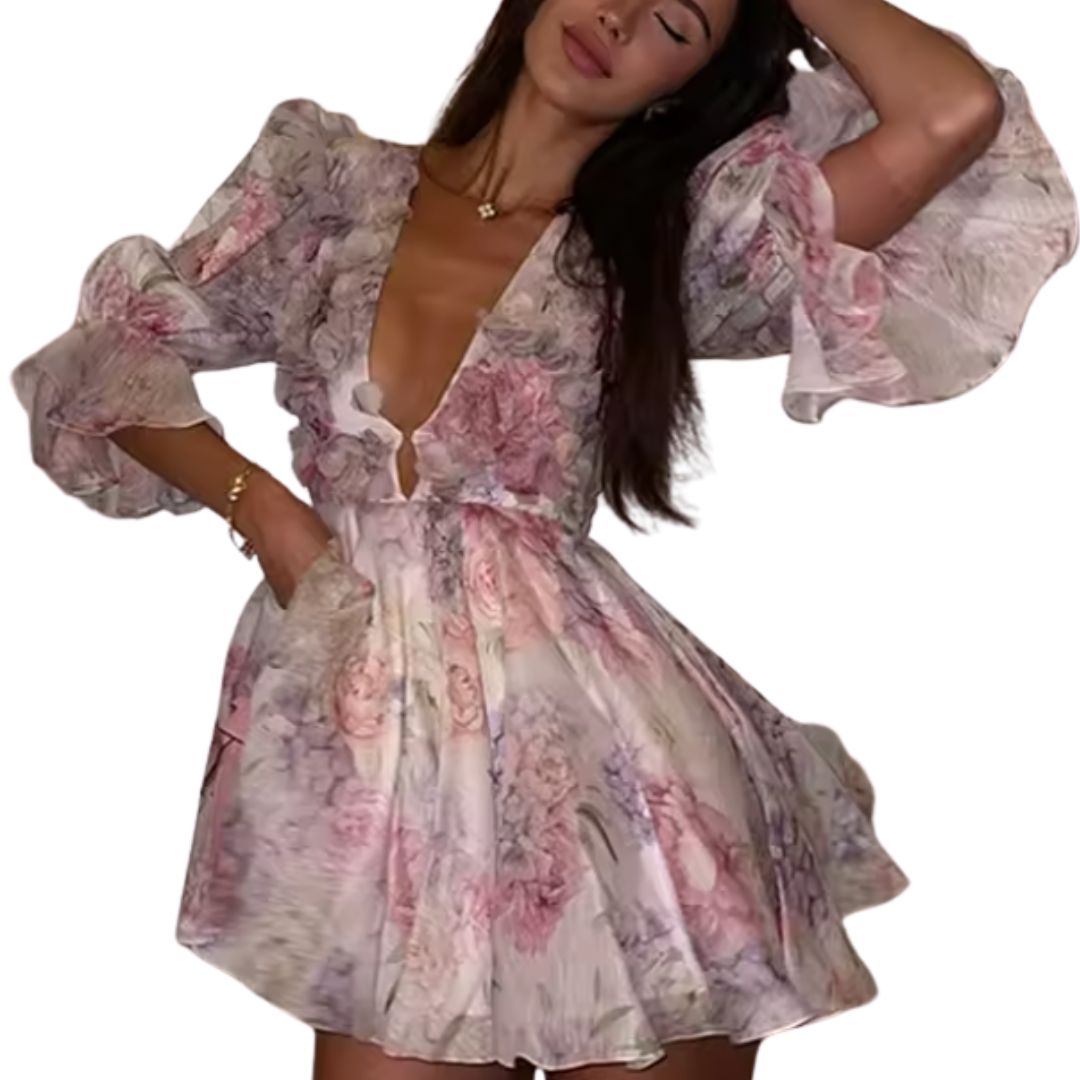 Abito Floreale con scollo a V